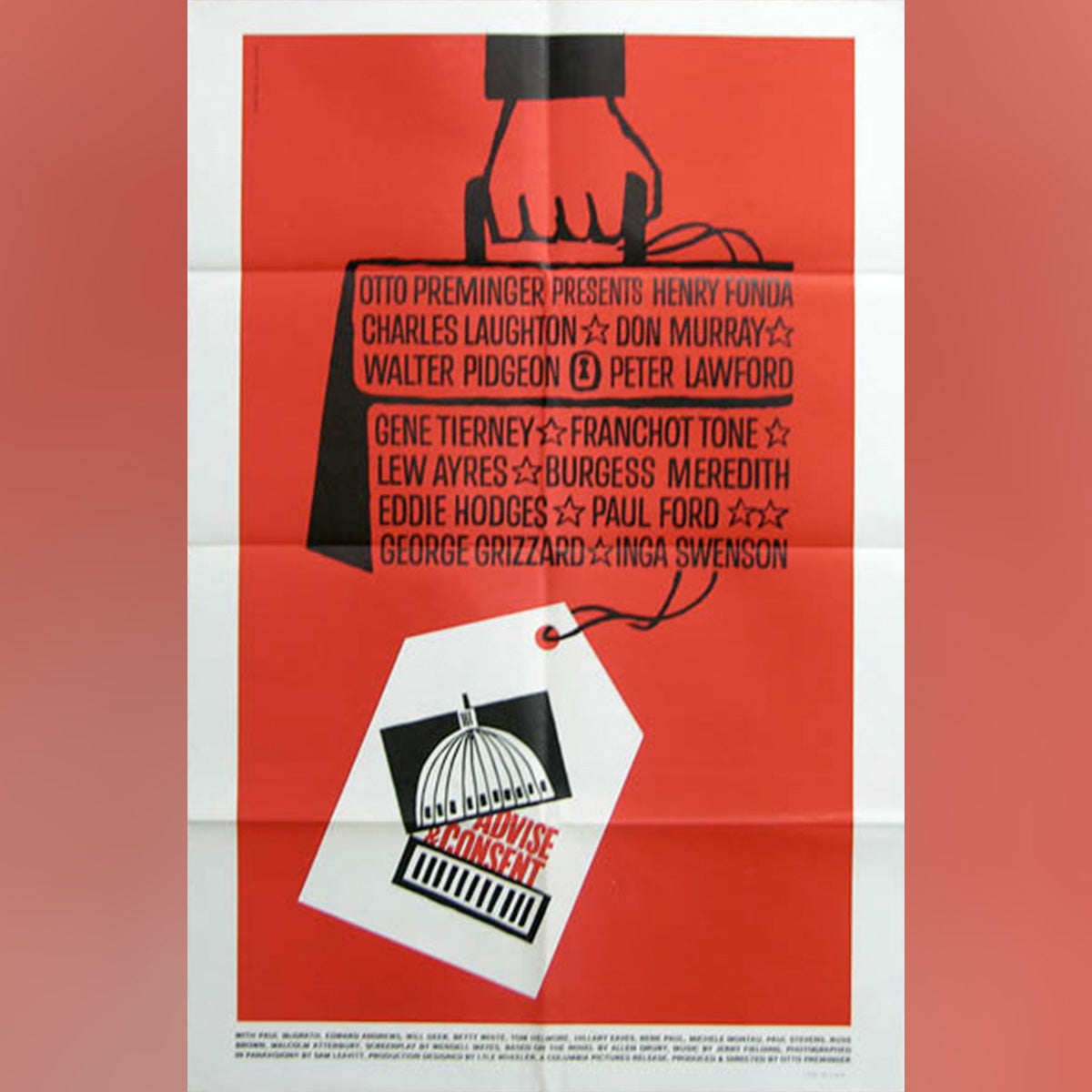 Original Movie Poster of Advise & Consent (1962)