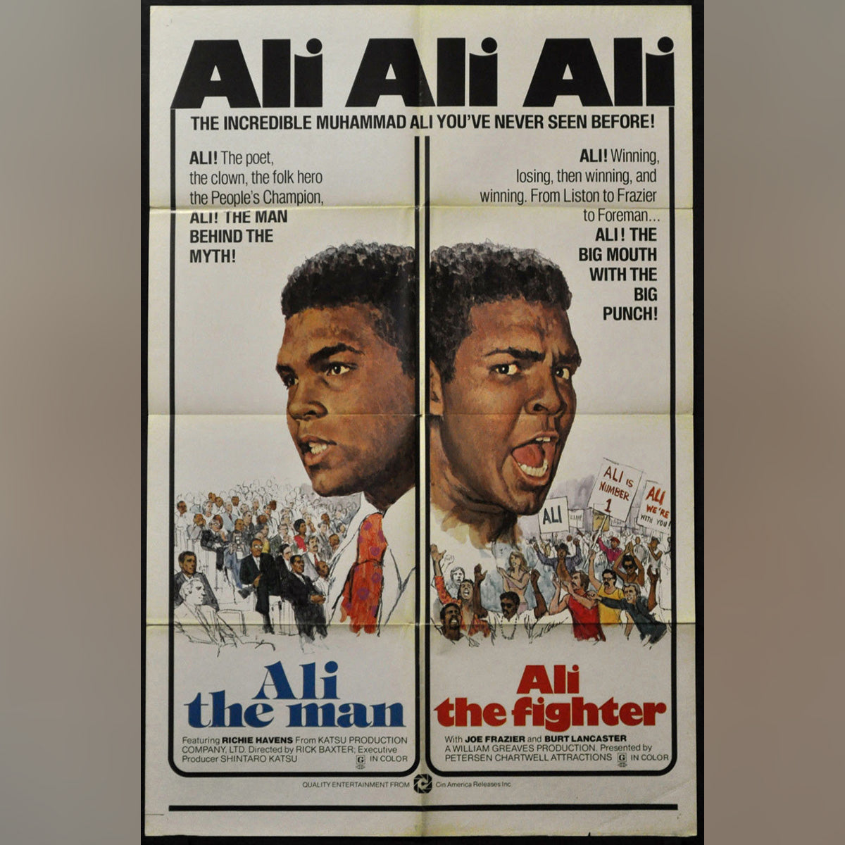 Original Movie Poster of Ali, The Man. Ali, The Fighter. (1975)