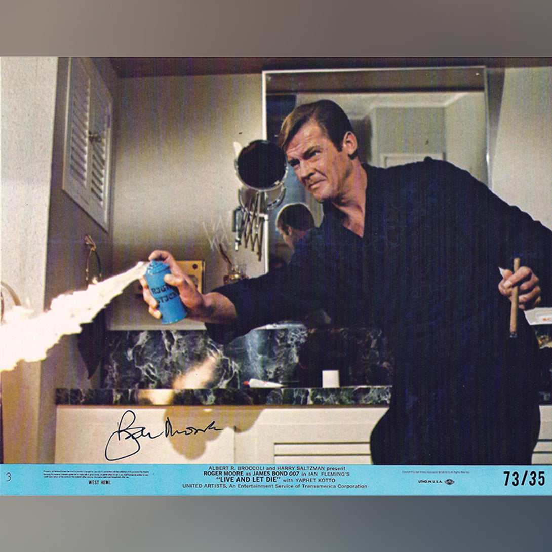 Original Movie Poster of Hand Signed By Roger Moore, Live And Let Die (1973)