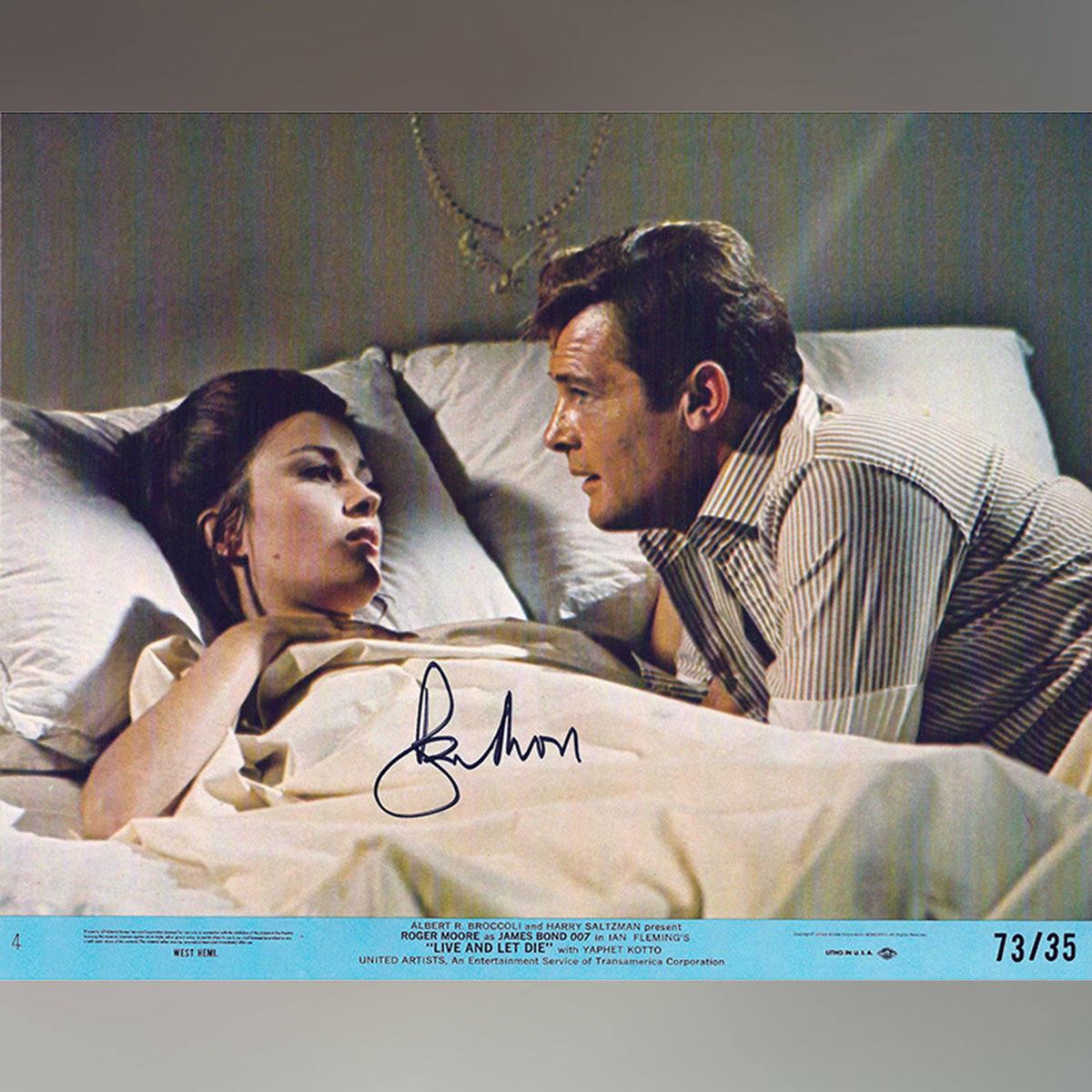 Original Movie Poster of Hand Signed By Roger Moore, Live And Let Die (1973)