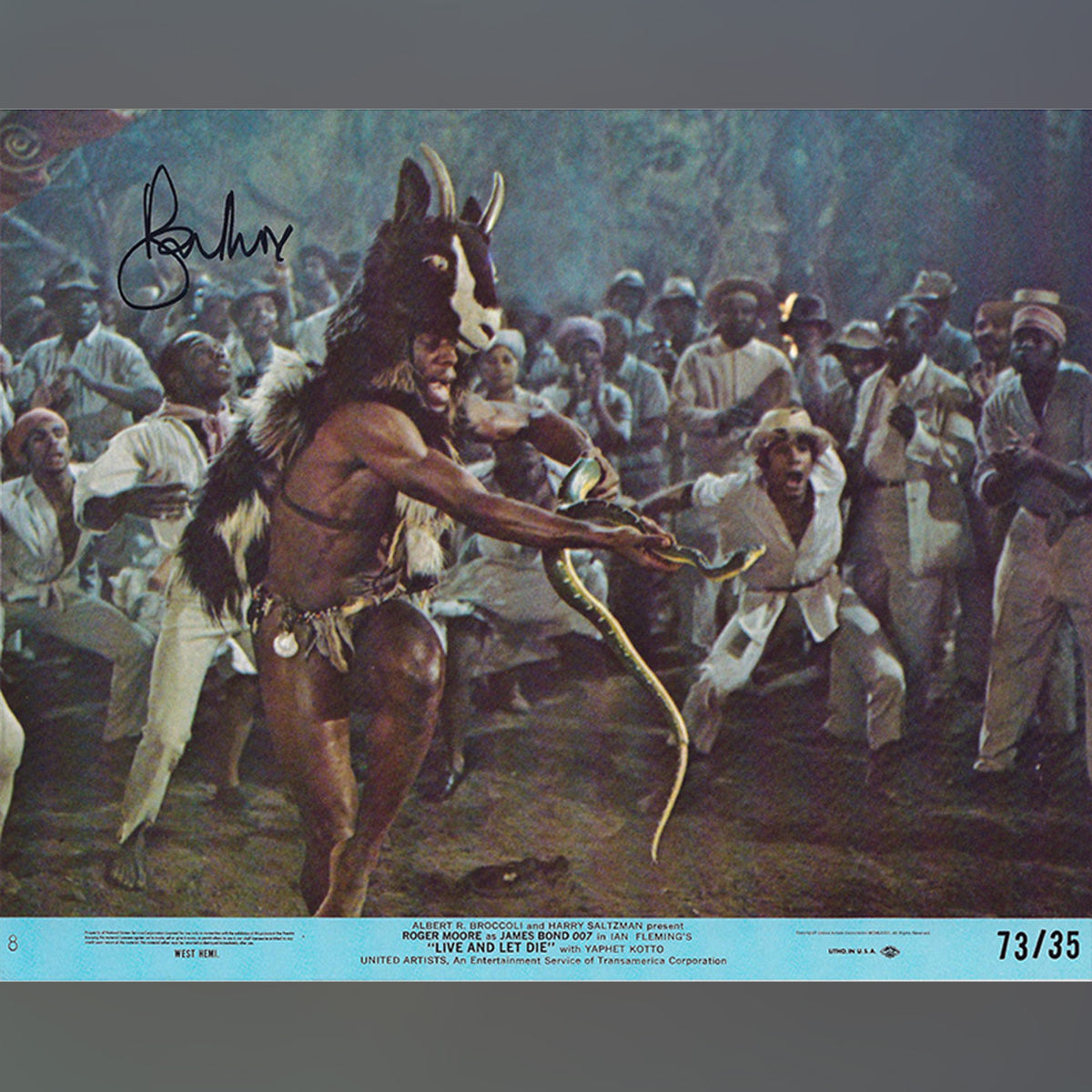 Original Movie Poster of Hand Signed By Roger Moore, Live And Let Die (1973)