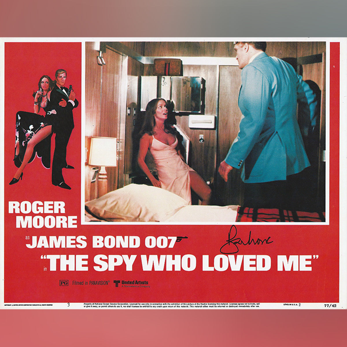Original Movie Poster of Hand Signed By Roger Moore, The Spy Who Loved Me (1977)