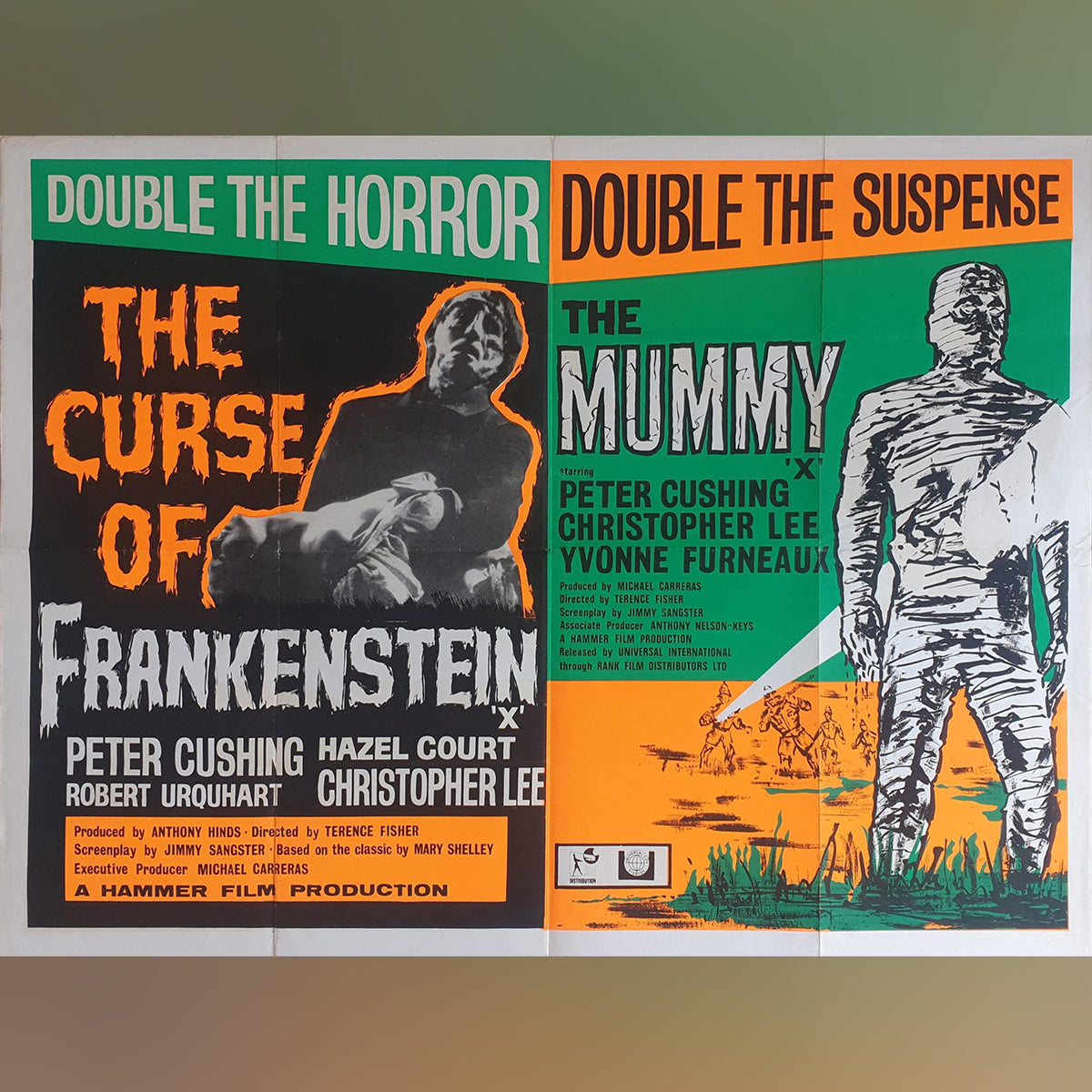 Original Movie Poster of The Curse Of Frankenstein / The Mummy (1960)