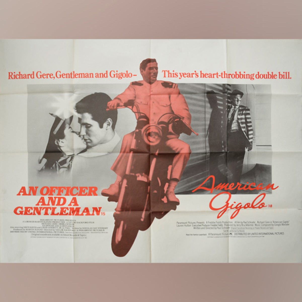 Original Movie Poster of An Officer And A Gentleman / American Gigolo (1983)
